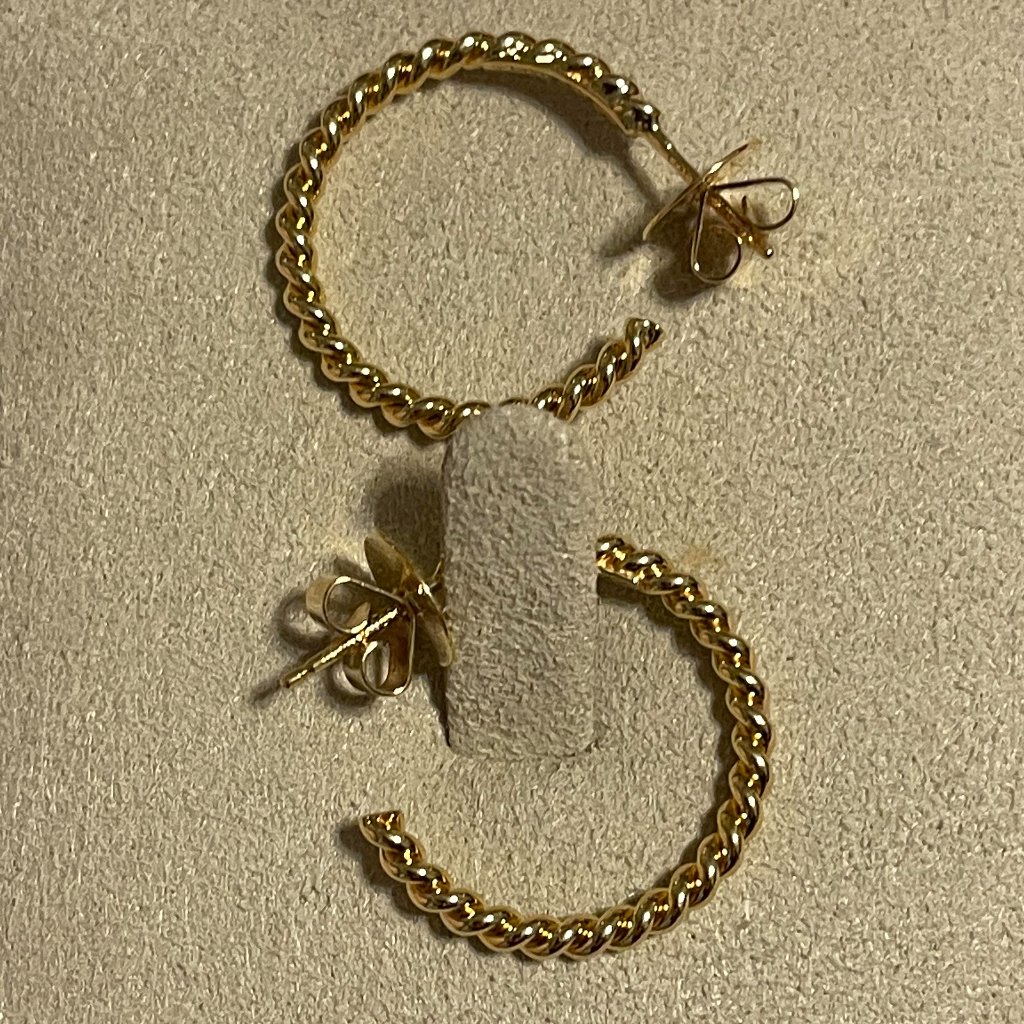 Tiffany & Co. 18k Twist Hoop Earrings-No Stamp